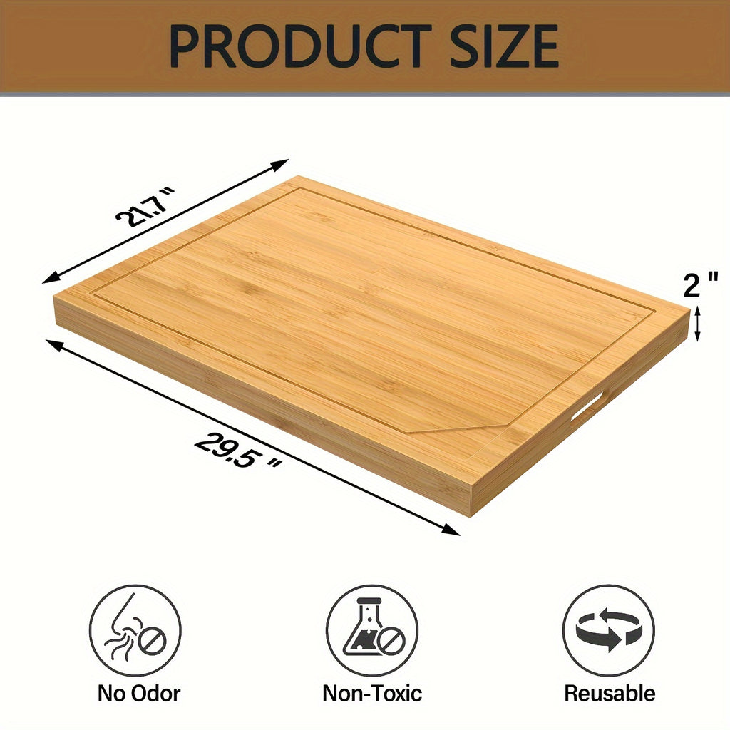 1pc Bamboo Stove Top Cover - Large Cutting Surface with Convenient Handles, Versatile Noodle Board, and Built-in Juice Grooves - Perfect for Electric Stoves, RV Cookware, Kitchen Gadget for Restaurants, Food Trucks, and Home Chef's Market
