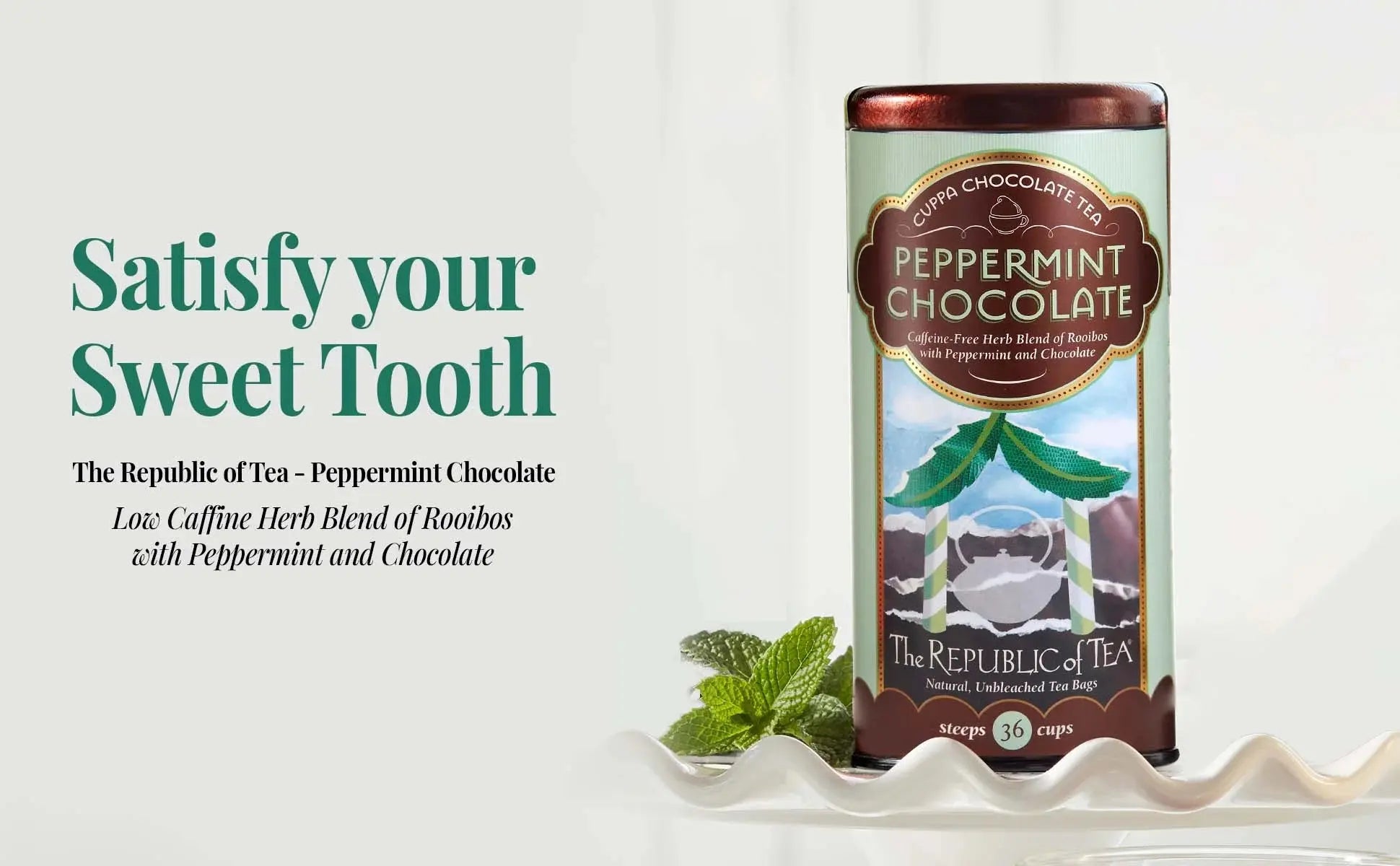 Peppermint Cuppa Chocolate Tea, 36 Tea Bags, Rooibos Tea Dessert Blend