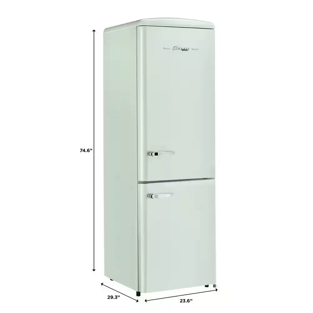 Classic Retro 23.6 in 11.7 Cu. Ft. Frost Free Retro Bottom Freezer Refrigerator in Summer Mint Green, ENERGY STAR