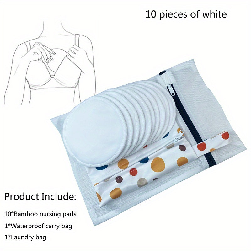 Organic Bamboo Nursing Pads: 10 Washable Pads + Wet Bag + Wash Bag - Super Absorbent & Reusable Breast Pads for Breastfeeding (Large 4.7), Halloween Christmas Thanksgiving Day Gift Chef's Market