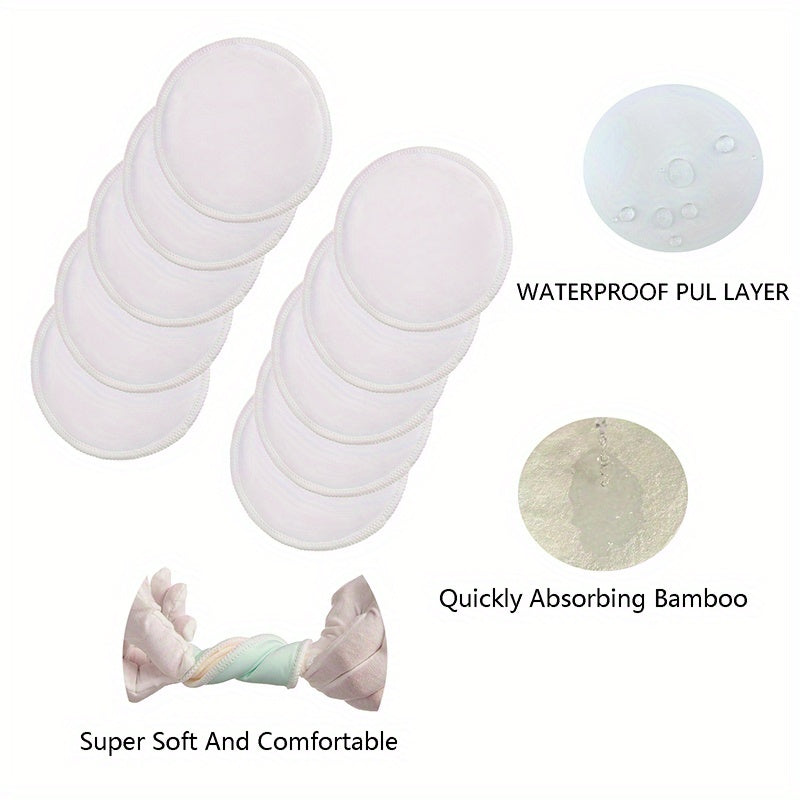 Organic Bamboo Nursing Pads: 10 Washable Pads + Wet Bag + Wash Bag - Super Absorbent & Reusable Breast Pads for Breastfeeding (Large 4.7), Halloween Christmas Thanksgiving Day Gift Chef's Market