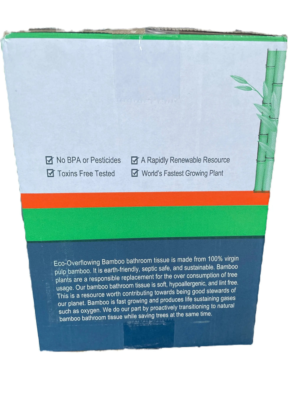 Eco-Overflowing Bamboo PP Natural Diamond Print Toilet Tissue -24 Count 3Ply Mega Roll-Tp