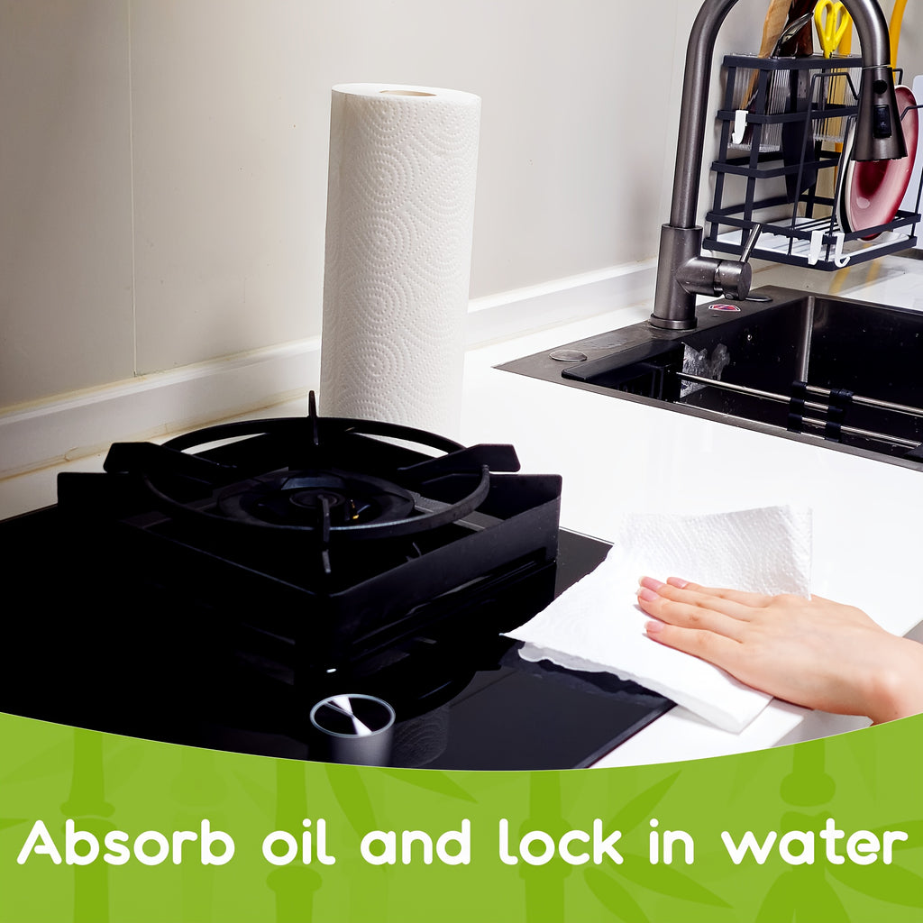 16 rolls/ box8 rolls in 1 box, 2-ply white bamboo pulp kitchen paper towels, 2 rolls individually wrapped, no ink contamination, large quantity of super premium paper towels, environmentally friendly and affordable Chef's Market