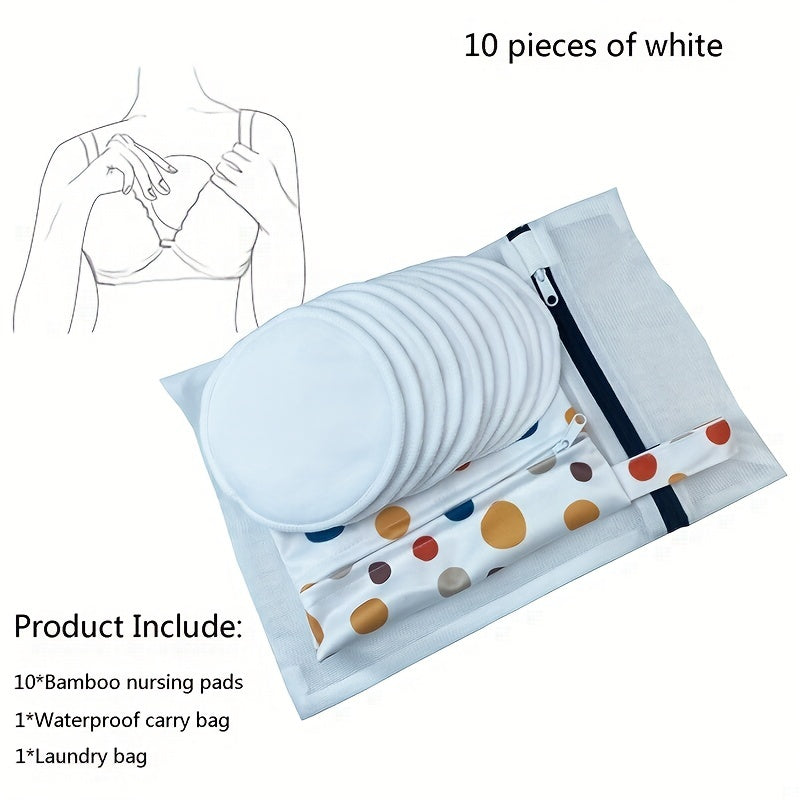 Organic Bamboo Nursing Pads: 10 Washable Pads + Wet Bag + Wash Bag - Super Absorbent & Reusable Breast Pads for Breastfeeding (Large 4.7), Halloween Christmas Thanksgiving Day Gift Chef's Market