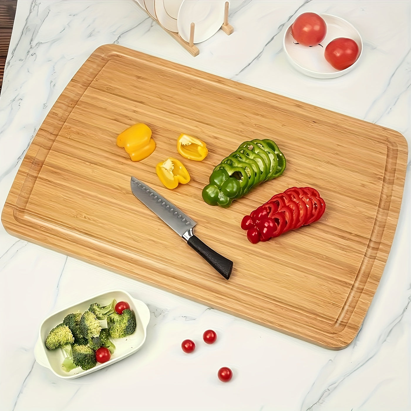 1pc Premium Bamboo Chopping Board - Large, Durable, Easy-to-Clean, Anti-Slip, Butcher Block for Meat, Cheese, Bread, Vegetables, Fruits, and Charcuterie - Perfect Kitchen Gadget for Home, Dormitory, and Thoughtful Gift for Fa Chef's Market