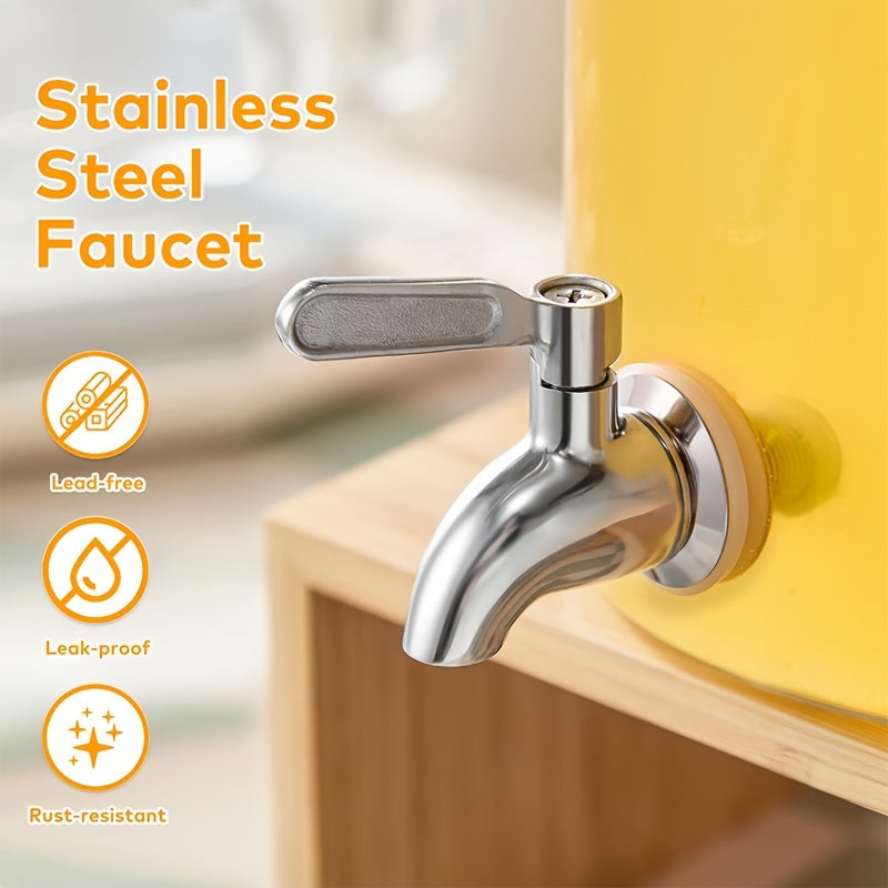 1.5 Gallon Large Capacity Drink Dispenser - Iced Beverage Dispensers with Stand, Stainless Steel Spigot, 8 Waterproof Labels, Bamboo Lid, Borosilicate Glass - Perfect for Parties, Outdoor Events, Lemonade, Juice, and Iced Tea Chef's Market