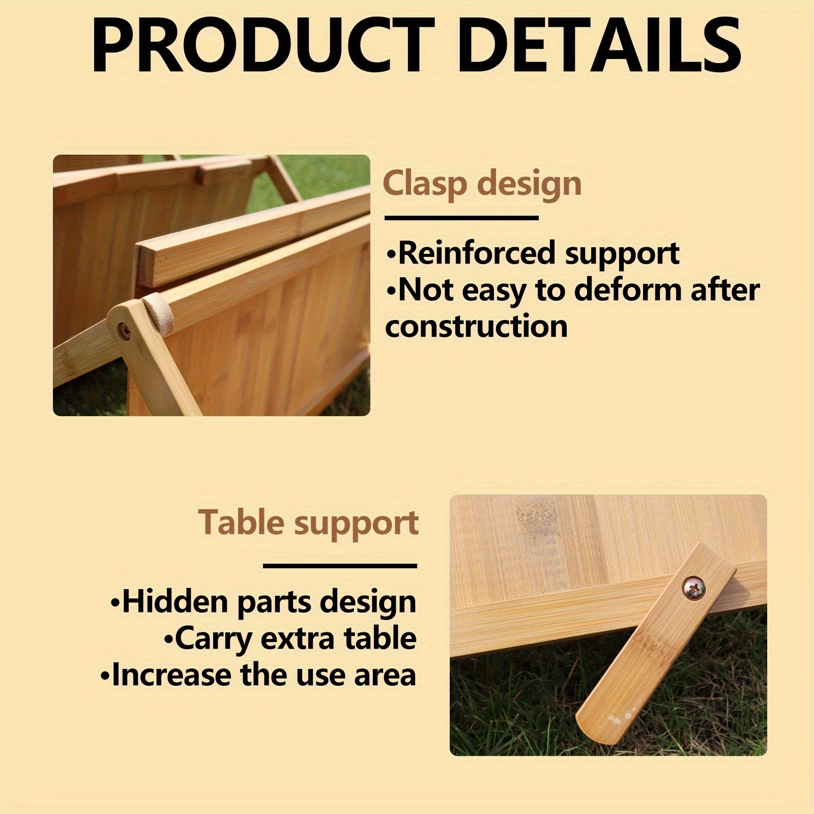 Versatile Bamboo Folding Coffee Table - Dual-Use for Storage & Leisure, Perfect for Camping, Picnics, and Home Use Chef's Market