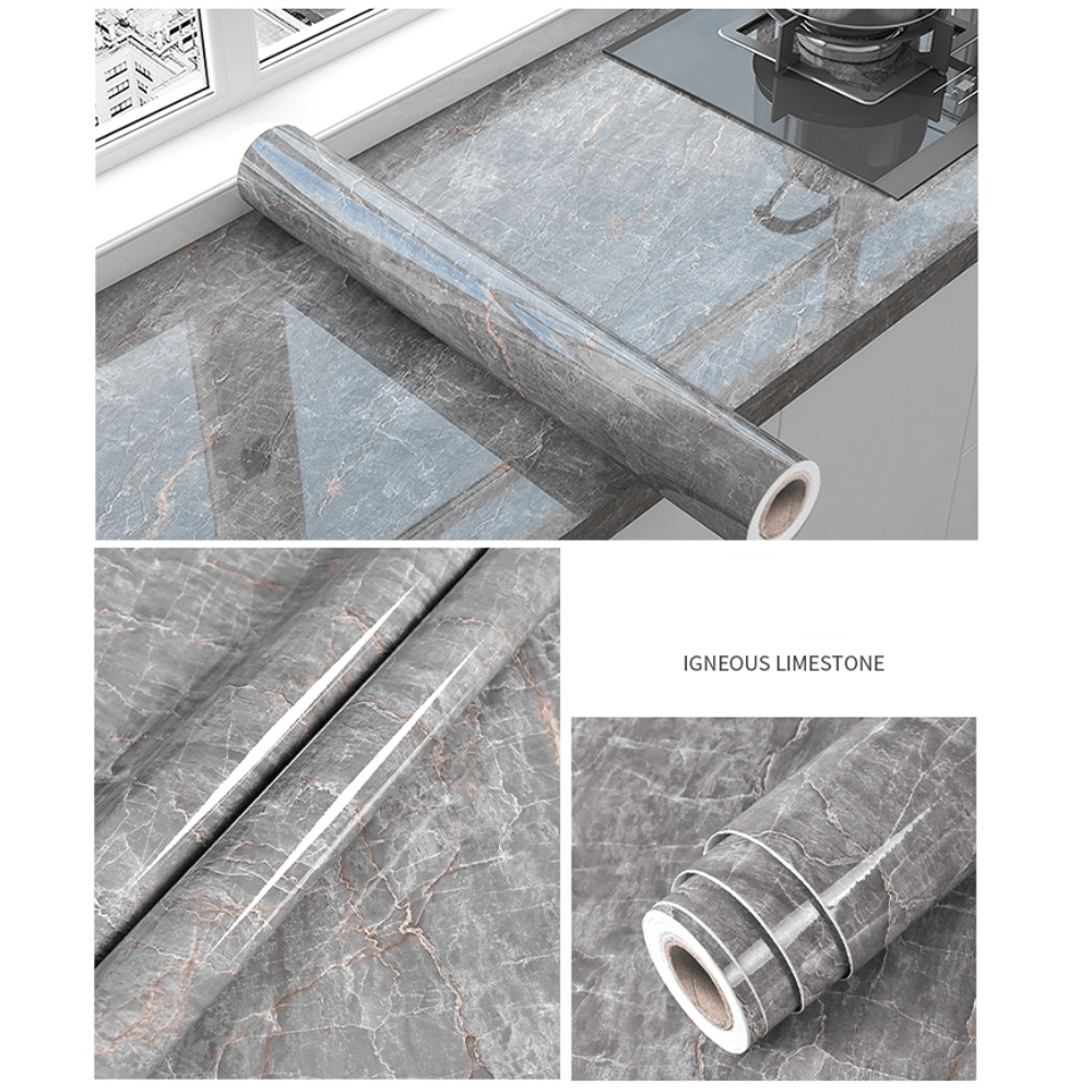 Extra Thick Vinyl Self-Adhesive Wallpaper, Waterproof and Oil Proof, Removable Peel and Stick Wall Stickers for Bathroom and Kitchen, Brick Stone Wood Pattern, Random Matc Chef's Market