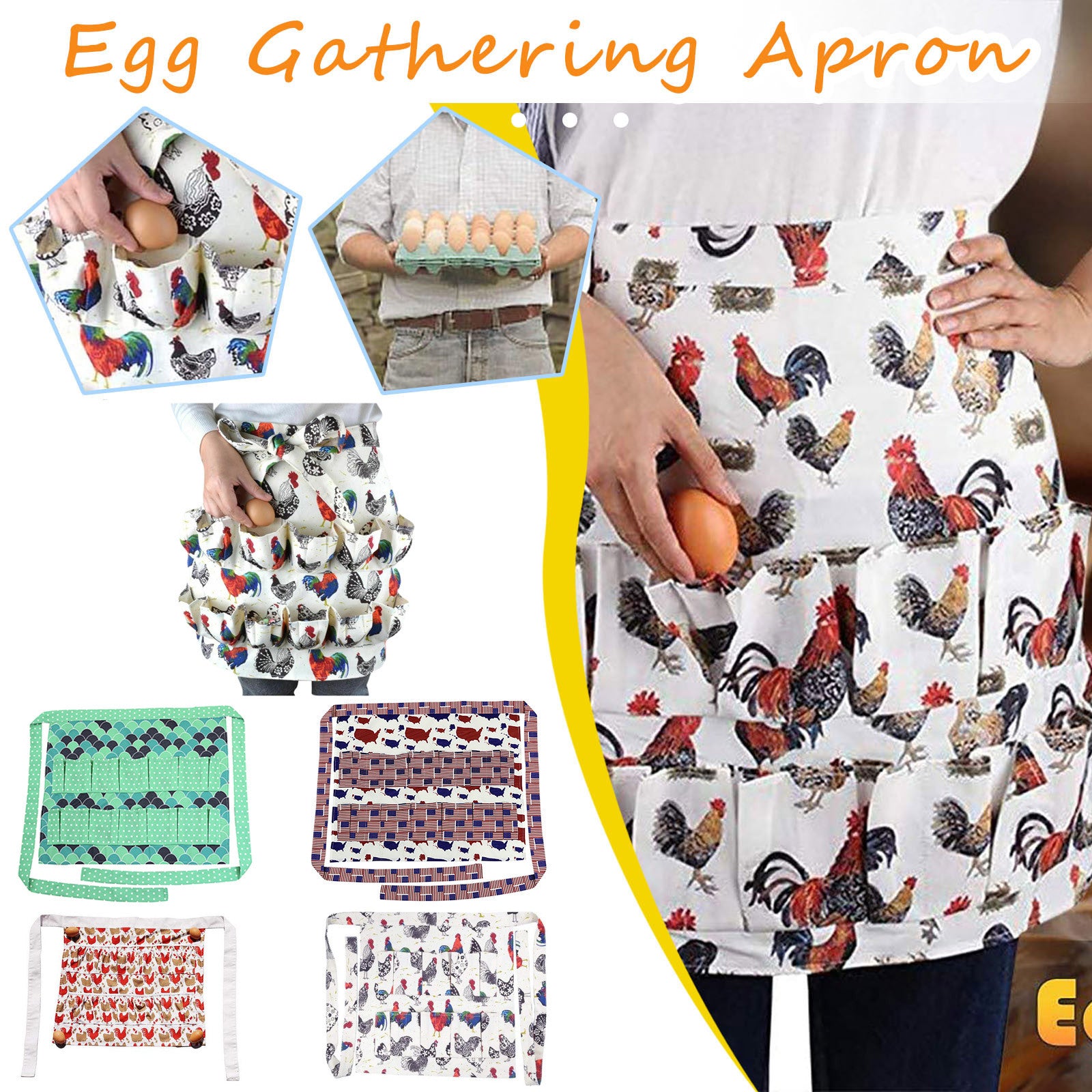 Aprons for Collecting Eggs from Chickens, Ducks, And Geese on The Farm, Suitable for Kitchen And Garden Use. Chef's Market