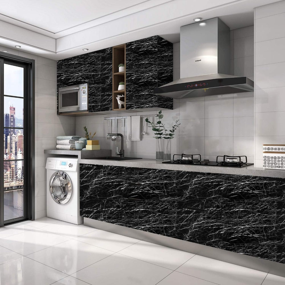 Extra Thick Vinyl Self-Adhesive Wallpaper, Waterproof and Oil Proof, Removable Peel and Stick Wall Stickers for Bathroom and Kitchen, Brick Stone Wood Pattern, Random Matc Chef's Market