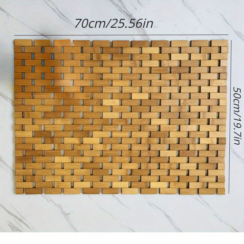 1pc Anti-slip Bamboo Shower Mat, Bathroom Bamboo Draining Mat, Basic Protective Bathtub Mat, Bathroom Accessories, Home Decor, Room Decor Chef's Market