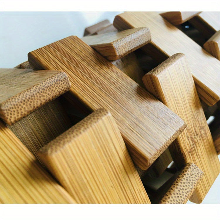 1pc Anti-slip Bamboo Shower Mat, Bathroom Bamboo Draining Mat, Basic Protective Bathtub Mat, Bathroom Accessories, Home Decor, Room Decor Chef's Market