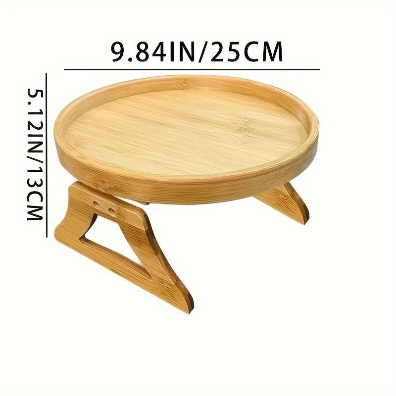 [1pc Sturdy Bamboo Sofa Tray] 1pc, Bamboo Sofa Armrest Clip Tray Table, Easy-to-Clean, Space-Saving & Sturdy Design, Ideal For Drinks/Snacks Storage, Perfect Gift For Loved Ones, Hassle-Free Installation Wooden Couch Organize Chef's Market