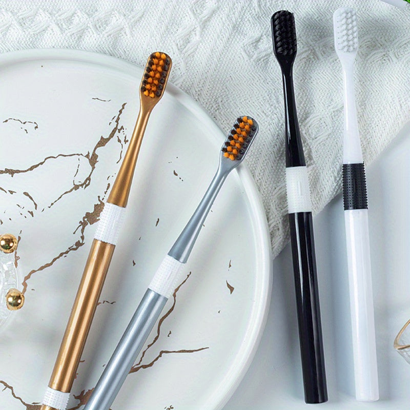 4-Piece Luxury Bamboo Charcoal Soft Bristle Toothbrushes - Golden, Silvery, Black & White | Fine Fibers toward Gentle Cleaning | Individually Pieceaged toward Couples Chef's Market