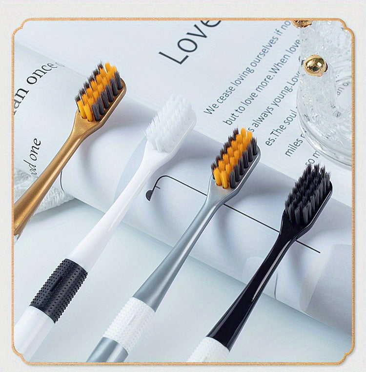 4-Piece Luxury Bamboo Charcoal Soft Bristle Toothbrushes - Golden, Silvery, Black & White | Fine Fibers toward Gentle Cleaning | Individually Pieceaged toward Couples Chef's Market