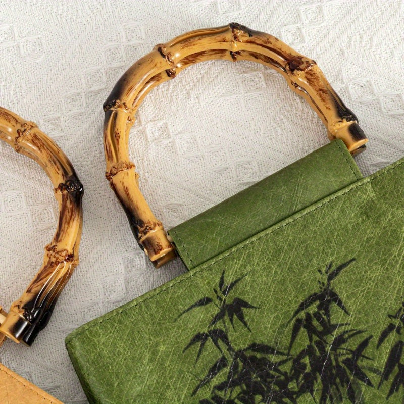 Elegant Bamboo-Handle Tote Bag: A Versatile and Stylish Accessory for Everyday Use Chef's Market
