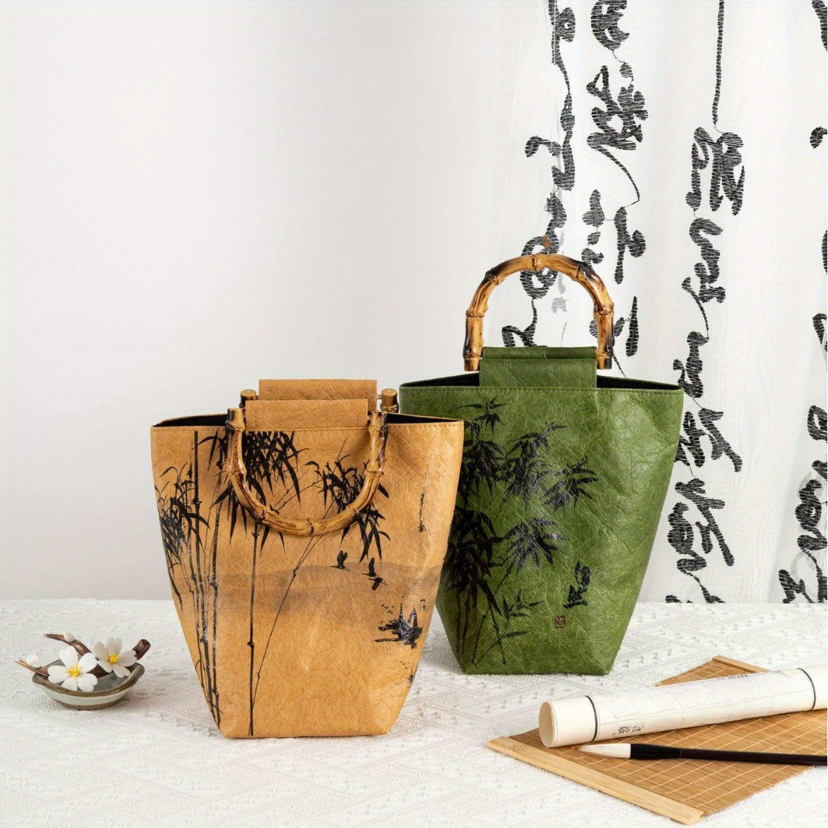 Elegant Bamboo-Handle Tote Bag: A Versatile and Stylish Accessory for Everyday Use Chef's Market