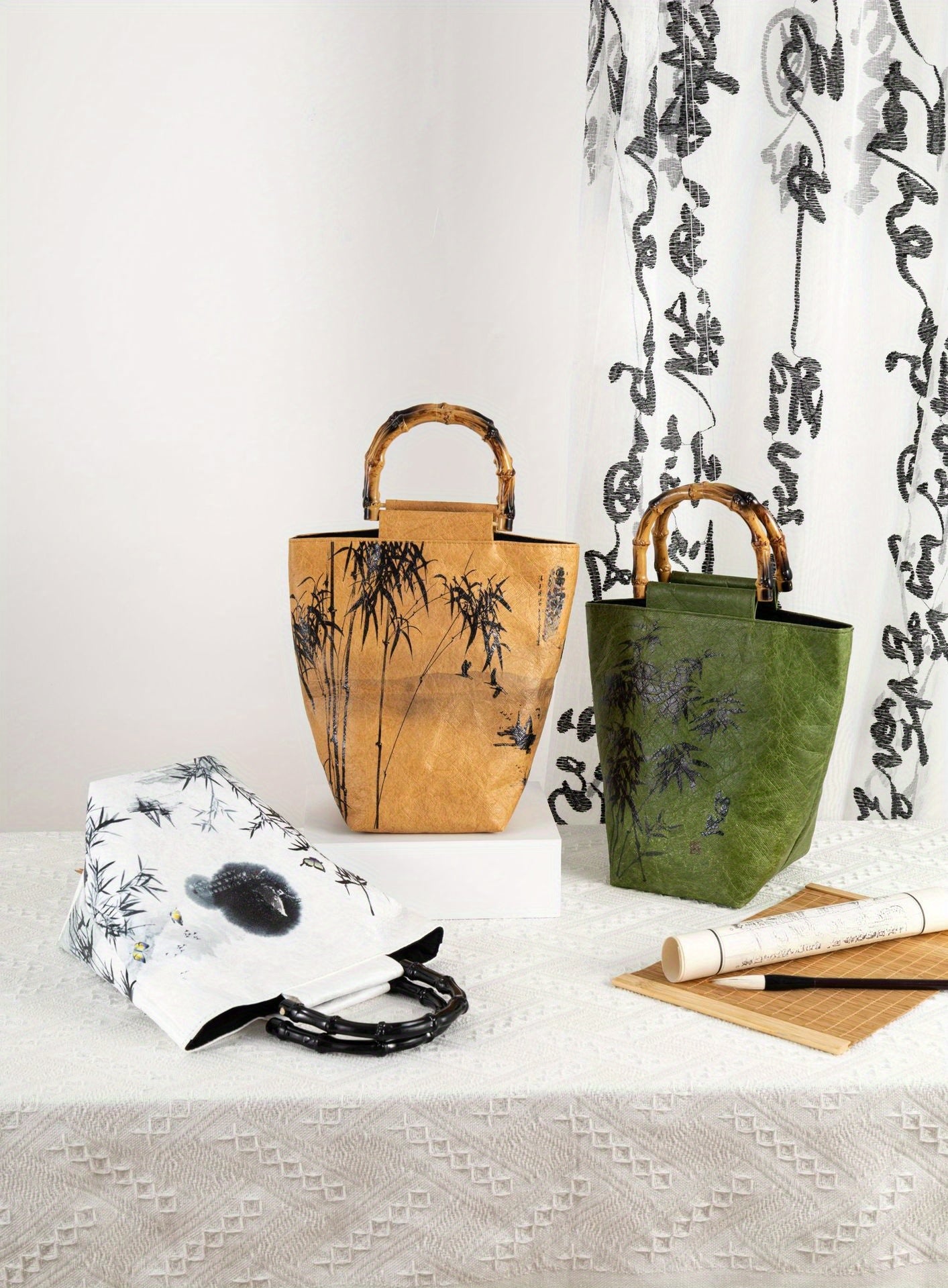 Elegant Bamboo-Handle Tote Bag: A Versatile and Stylish Accessory for Everyday Use Chef's Market