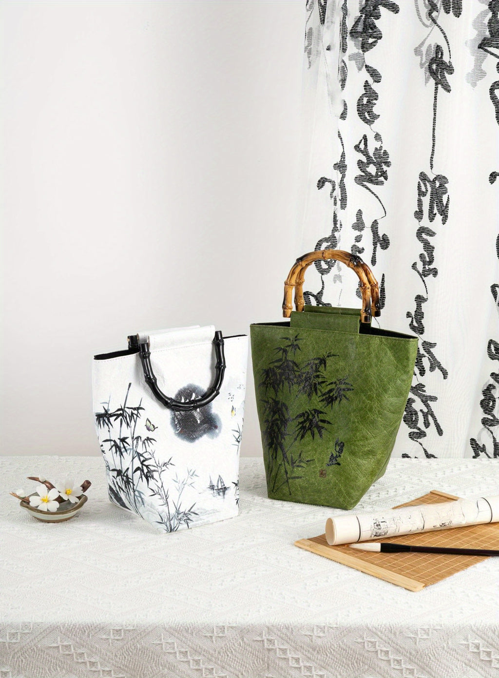 Elegant Bamboo-Handle Tote Bag: A Versatile and Stylish Accessory for Everyday Use Chef's Market