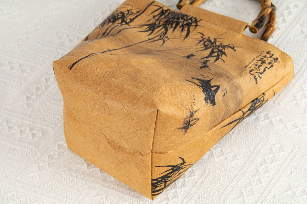 Elegant Bamboo-Handle Tote Bag: A Versatile and Stylish Accessory for Everyday Use Chef's Market