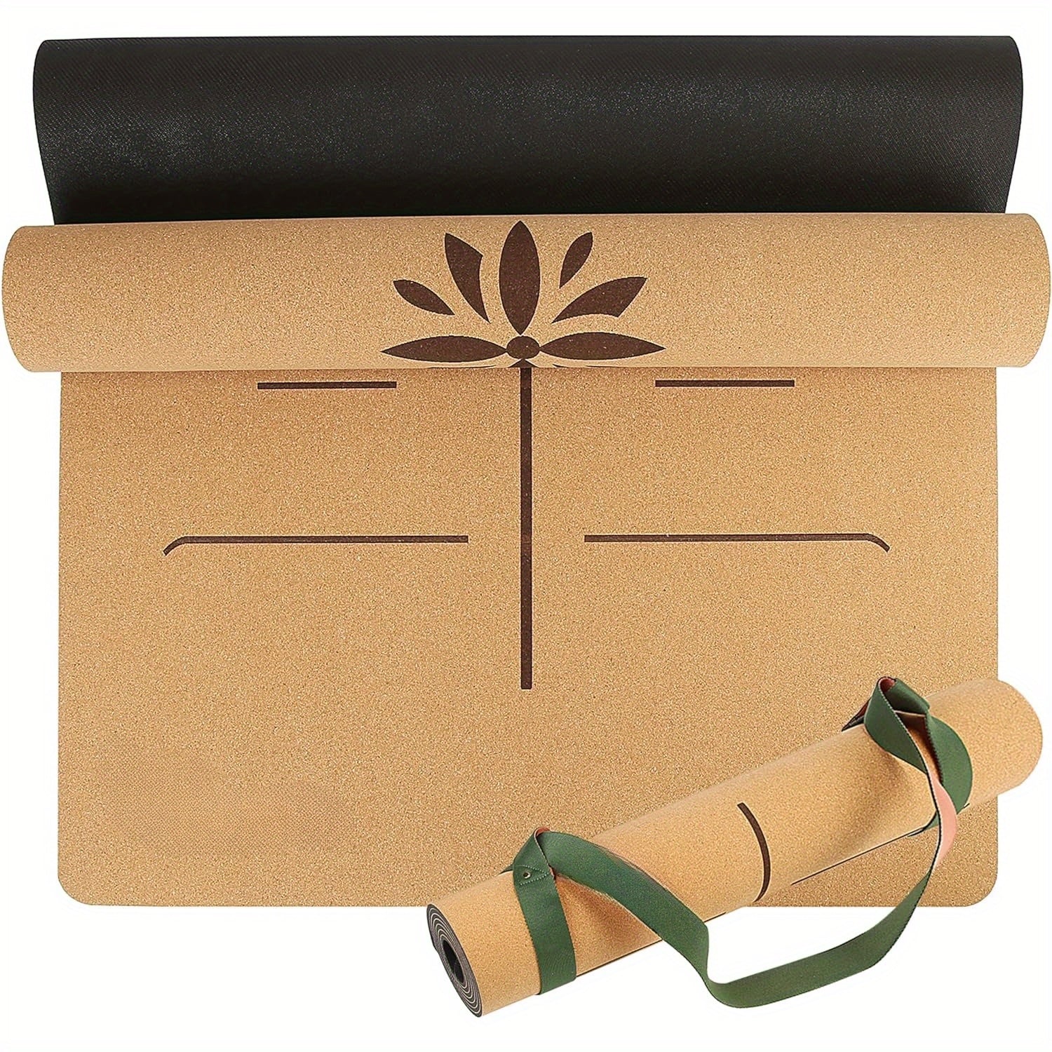 Premium Yoga Cork Mat | 5mm Thick Natural Tree Rubber Base and Bigger Mat for Extra Support, Alignment lines for Guidance | Non-Slip, Natural & Eco-friendly, Your Ultimate Eco-Friendly Yoga Companion Chef's Market