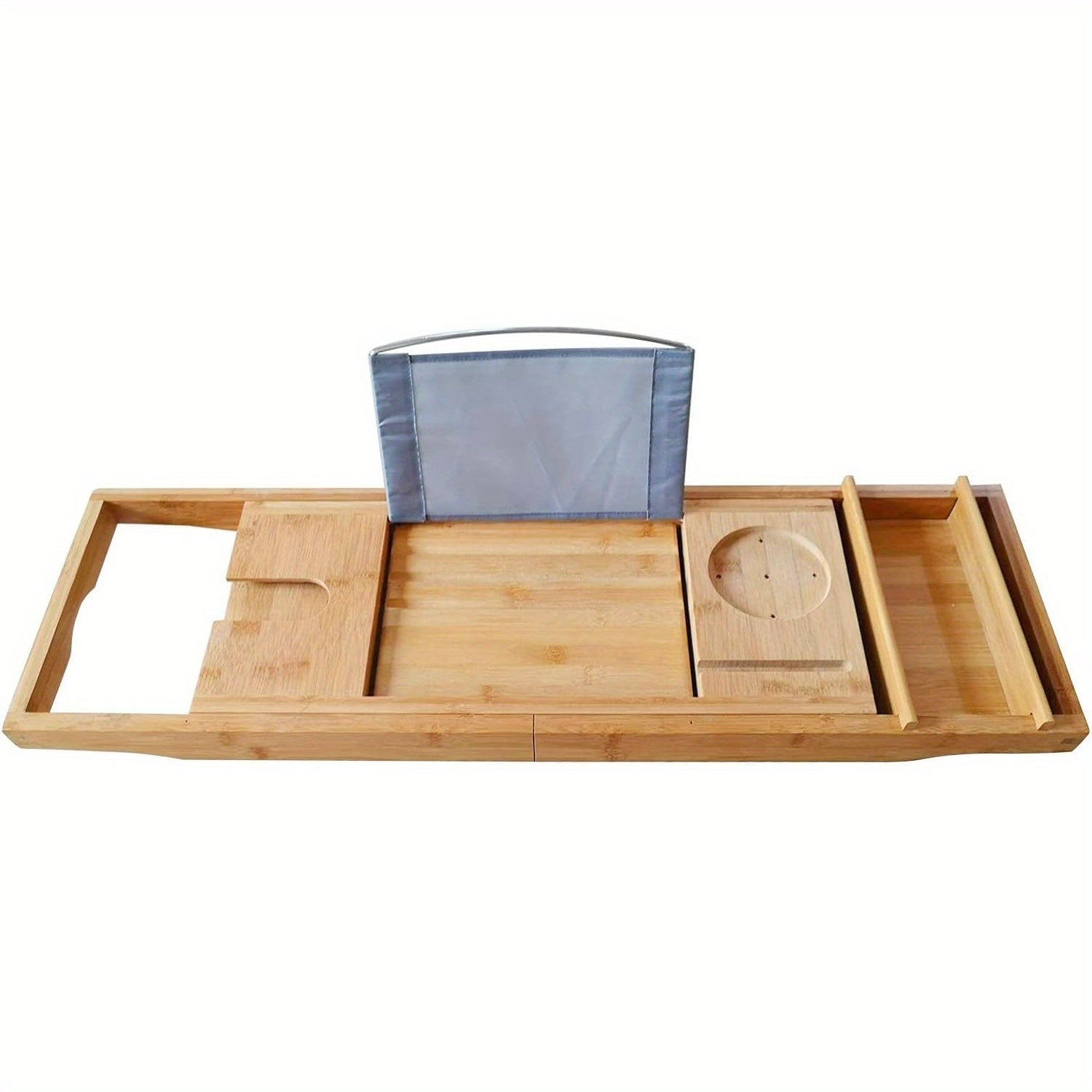 Length Adjustable Natural Wood OUKANING Bamboo Bath Tray, Table Bathroom Tub Shelf Bath Desk Movable Pad Tablet Holder Over Tub Shelf Chef's Market