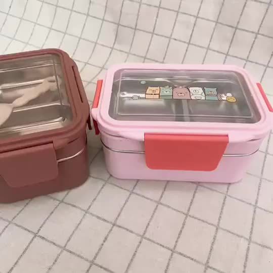 A Portable Stainless Steel Lunch Box with Compartments, Suitable for Office Workers, Square Divided Microwave Bento Box, Leak-Proof Food Container, Ideal for Adults, Kitchen Supplies for Families Chef's Market