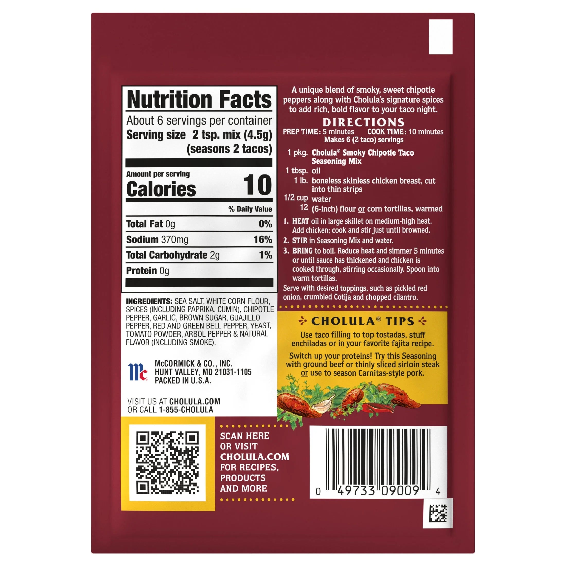 Smoky Chipotle Taco - Medium Recipe Mix, 1.0 Oz Packet