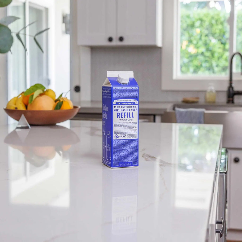 Dr Bronner'S Peppermint Pure Castile Liquid Soap 32 Fl Oz Organic Multiuse Cl...