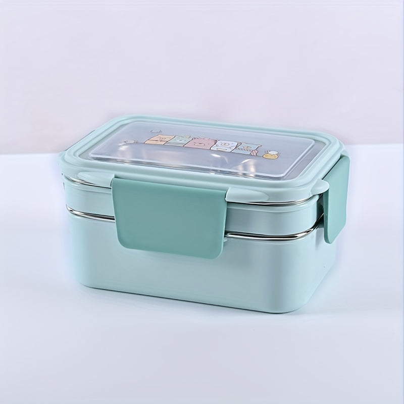 A Portable Stainless Steel Lunch Box with Compartments, Suitable for Office Workers, Square Divided Microwave Bento Box, Leak-Proof Food Container, Ideal for Adults, Kitchen Supplies for Families Chef's Market