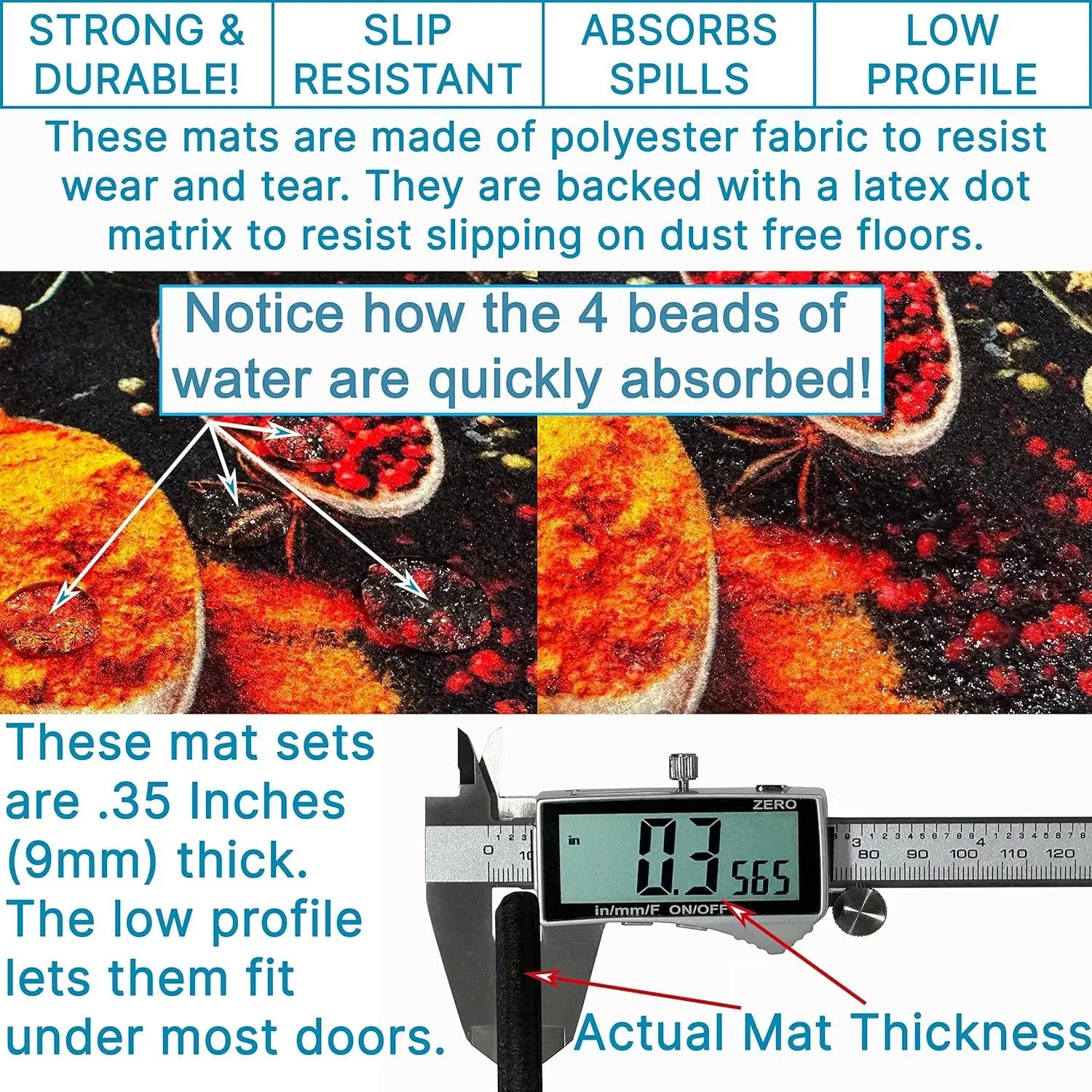 Artistic and Colorful Kitchen Rugs for Floor Non Slip Kitchen Rugs and Mats Kitchen Mat Set Farmhouse Kitchen - Spicy Art - 2 Pieces - 30"X17" + 47”X17