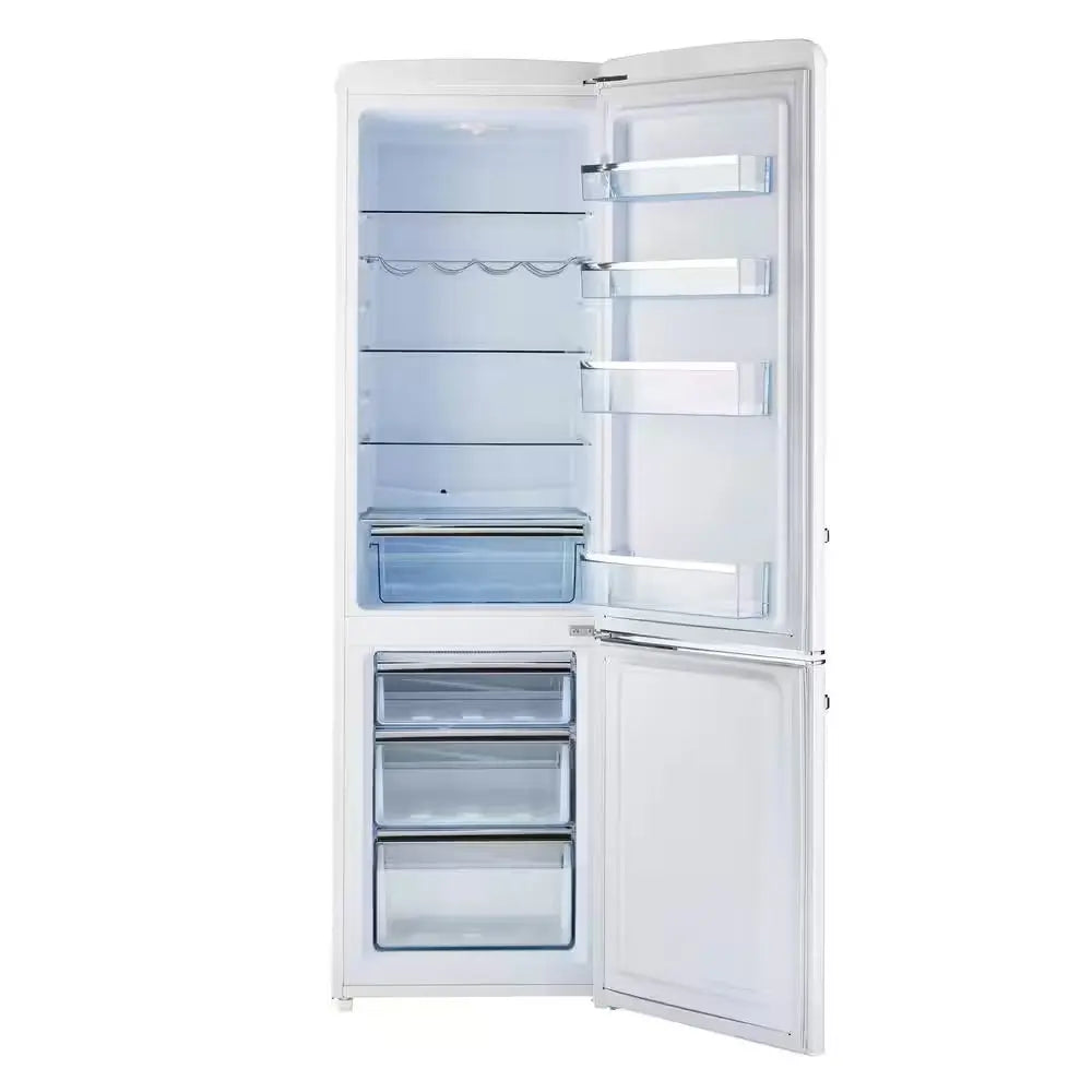 Classic Retro 21.6 In. 8.7 Cu. Ft. Counter Depth Bottom Freezer Refrigerator in Marshmallow White