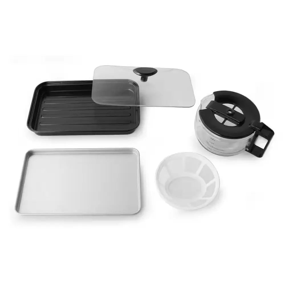 Breakfast Center 1450 W 2-Slice White and Stainless Steel Toaster Oven with Griddle and Coffee Maker