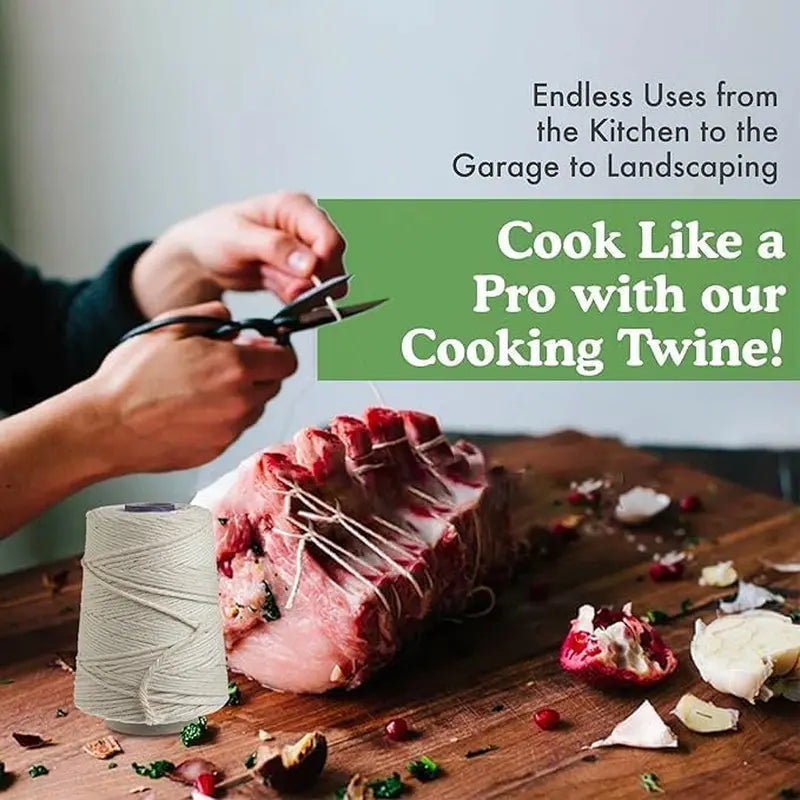 Butchers Cooking Twine, Heavy Duty, 500Ft,16 Ply, 2.4Mm, Food-Safe Cotton Kitchen String for Turkey Trussing, Meat Prep, Crafting, Natural, Pack of 1