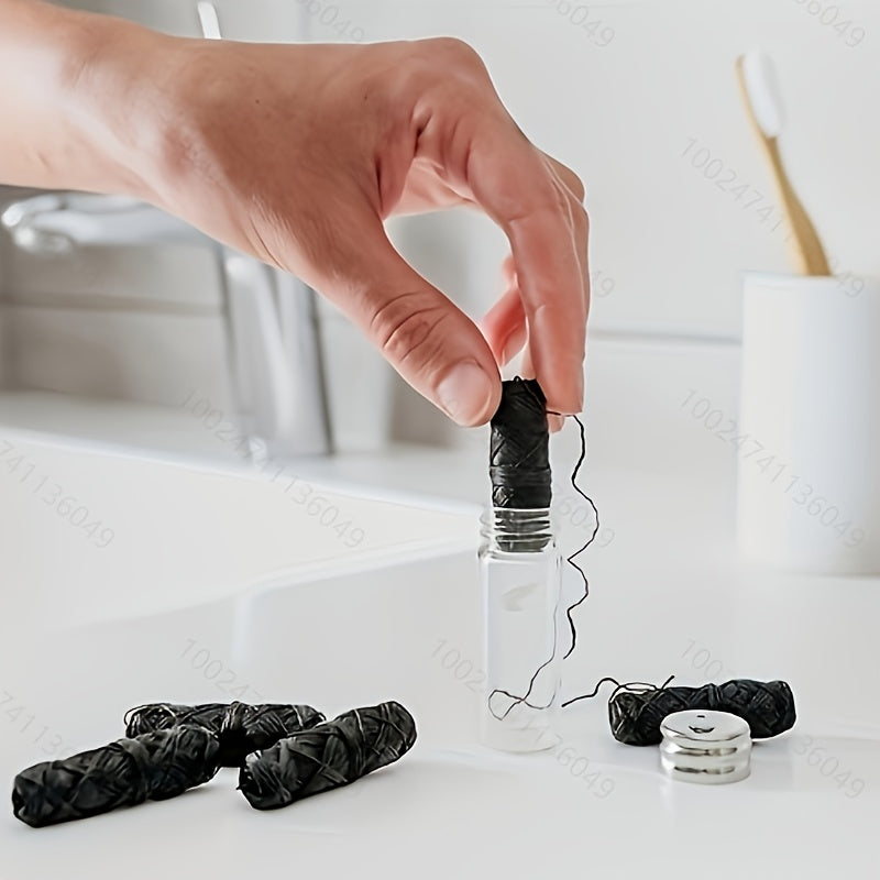 10PCS Ultra-clear Mint Corn Starch Floss Bamboo Charcoal Floss (with 1 Zero Waste Glass Bottle) 10PCS Corn Starch Floss Bamboo Charcoal Floss Replacement, Effectively Removes Plaque, Protects Teeth and Gums, Anti-tear, Thorou Chef's Market