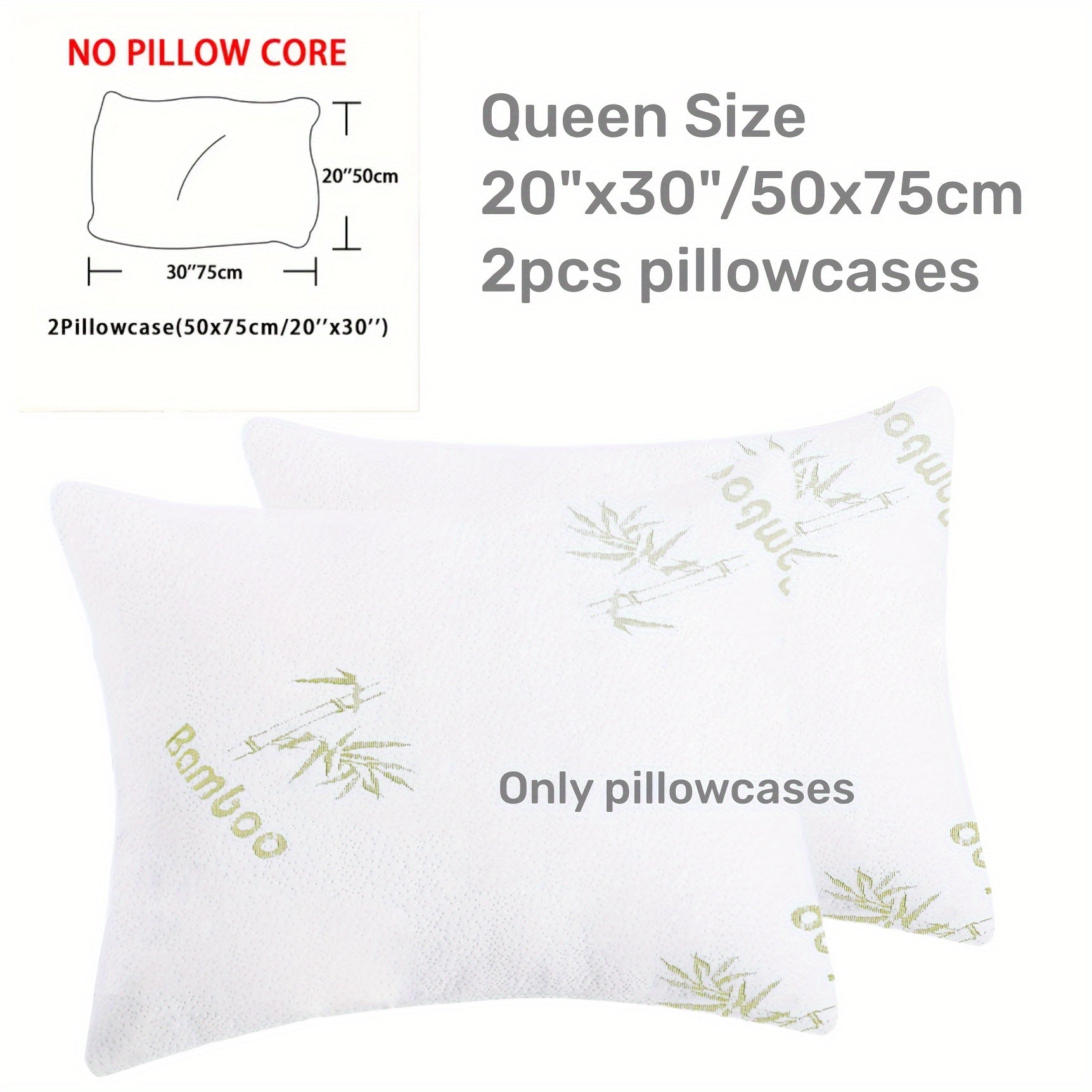 Double Pack High Weight Bamboo Fiber Jacquard Waterproof Pillowcase, Cool and Soft Pillowcase, Washable Pillow Protector Chef's Market