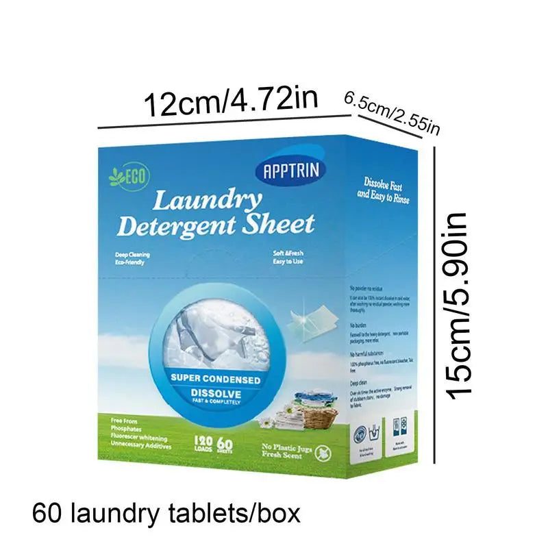 60 Pcs/Lot Eco Friendly Laundry Detergent Soap Sheet Plastic Free Concentrated Washing Strong Laundry Gadget for Washing Machine