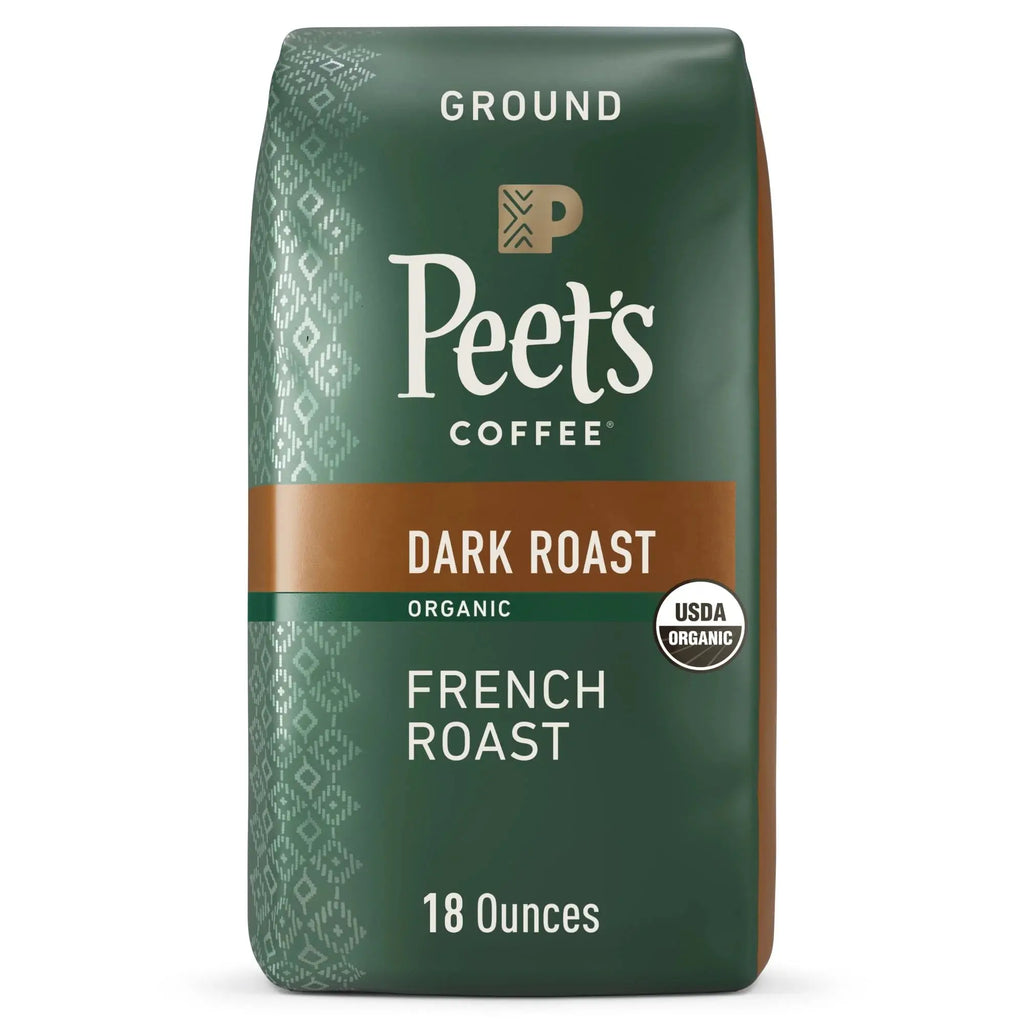 Coffee Organic French Roast Premium Dark Roast Ground Coffee, Arabica, 18 Oz