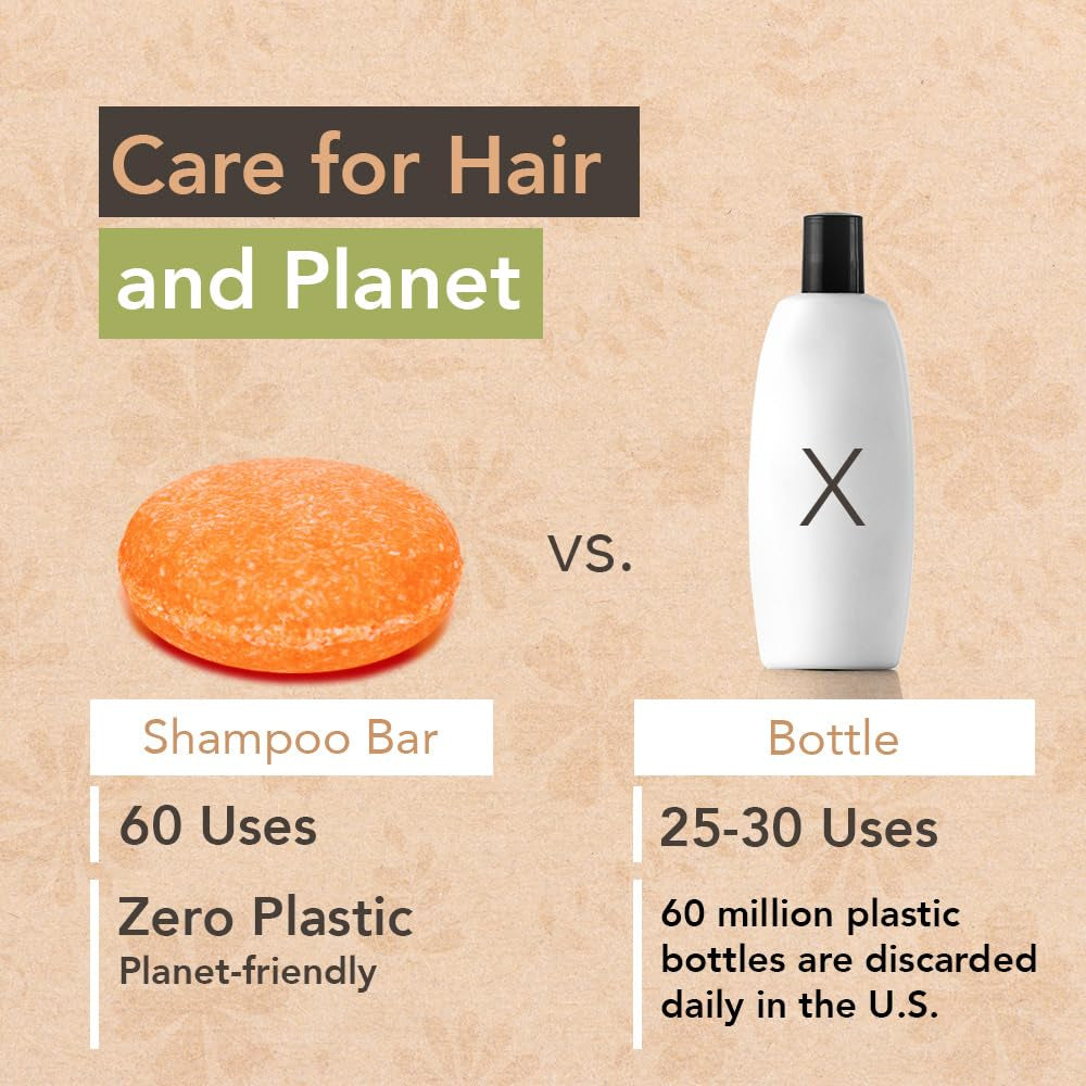 Fresh Citrus Shampoo Bar - Moisturizing & Handmade Vegan Bar for Shiny Hair, Natural, Organic & Non-Gmo Shampoo for Women & Men, 2.3 Oz, Long-Lasting (80-120 Uses)