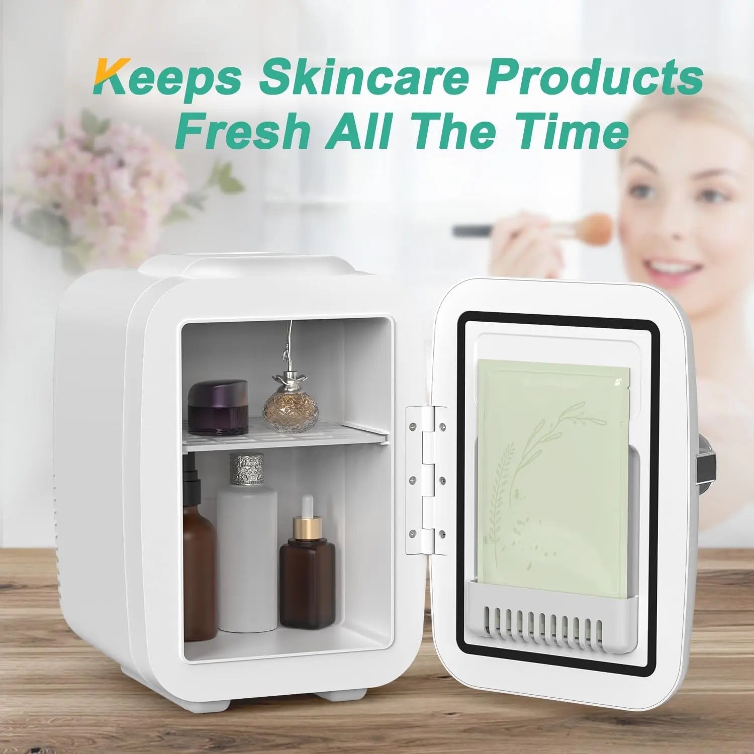 Mini Fridge, 4 Liter/6 Can Portable Cooler and Warmer Personal Refrigerator for Skin Care, Cosmetics, Beverage, Food,Great for Bedroom, Office, Car, Dorm, ETL Listed (White)