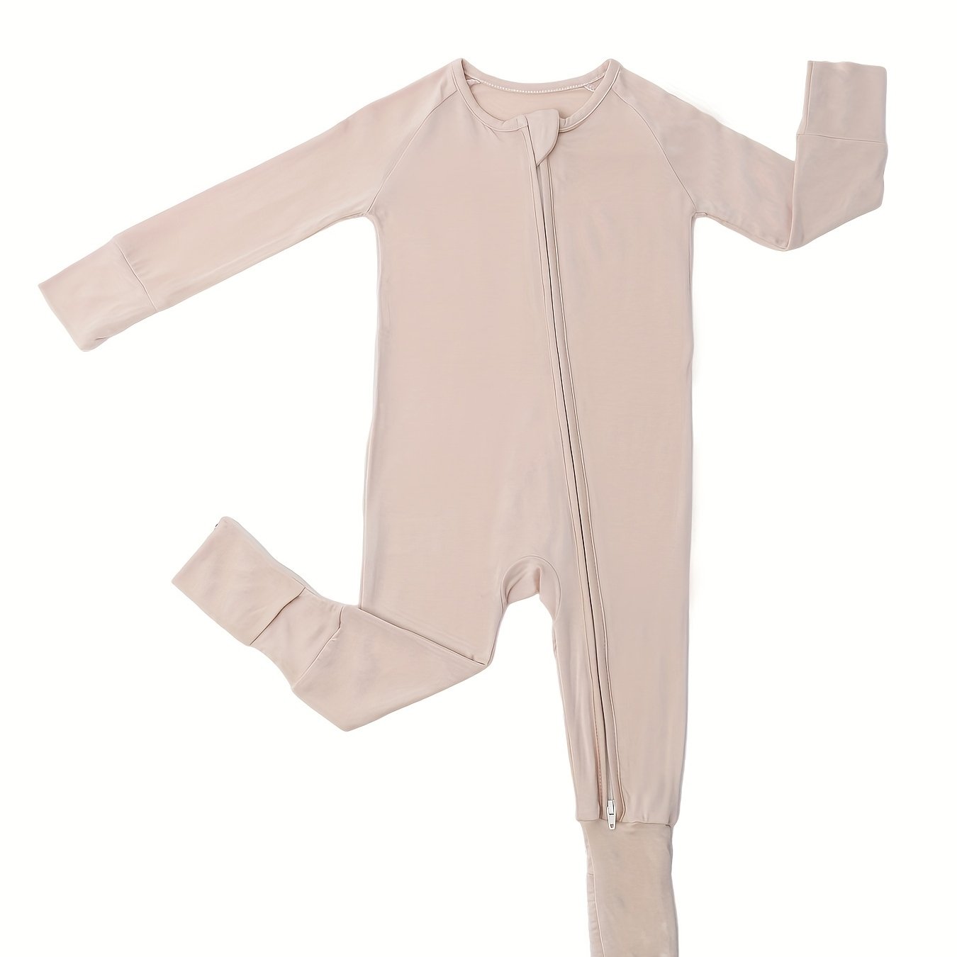 Cozy Long Sleeve Bamboo Fiber Crew Neck Raglan Solid Color Baby Romper - Soft High Stretch Knit Fabric, Machine Washable, Loose Fit for Comfort - Perfect for Fall and Winter Season Chef's Market