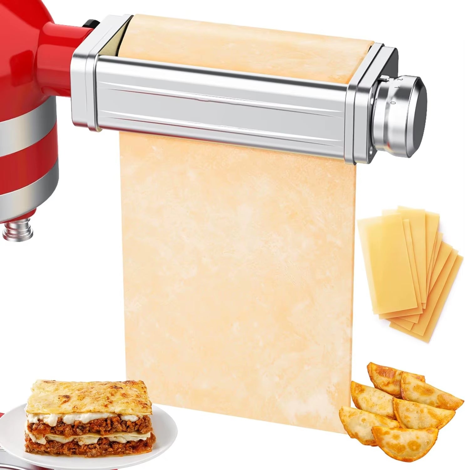 Pasta Attachment for Kitchenaid Mixer, Pasta Sheet Roller, Spaghetti Fettuccine Cutter,Stainless Noodle Fit All Kitchenaid Chef
