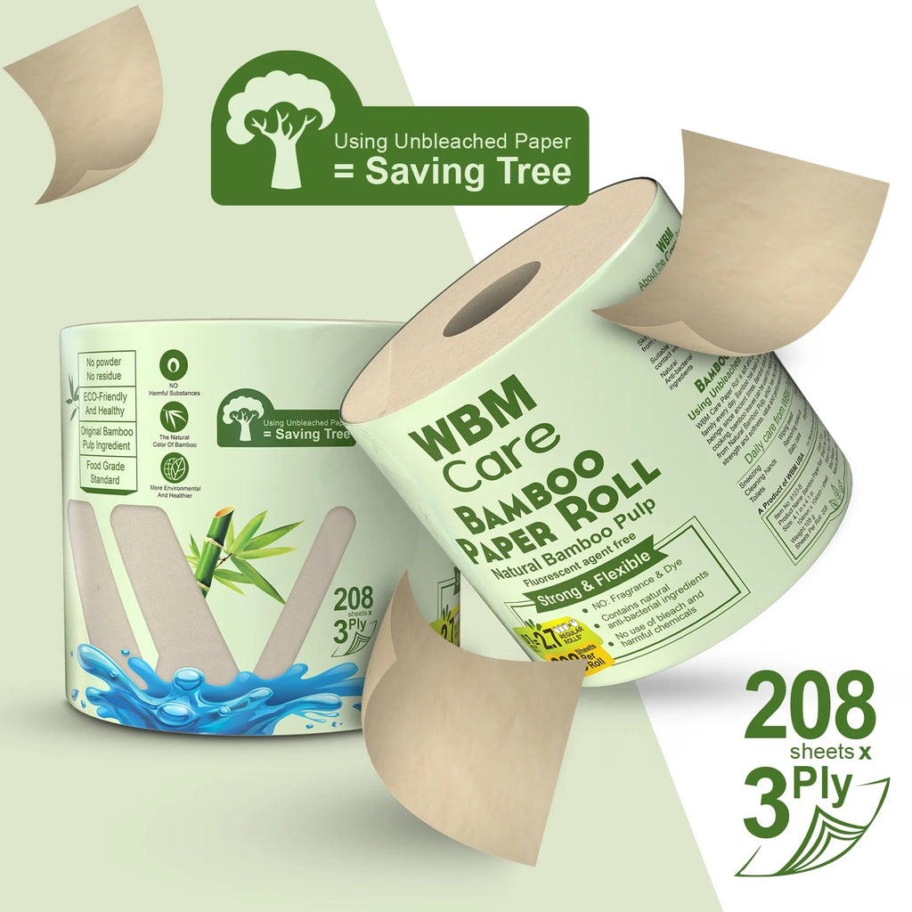 Bamboo Toilet Paper, 3-Ply, Tree-Free, 20 Rolls, 4160 Sheets