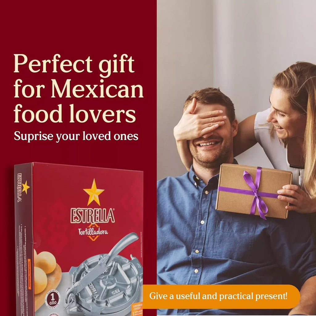 Estrella (7.5 Inch) Cast Iron Tortilla Press and Tostonera, Perfect for Mexican