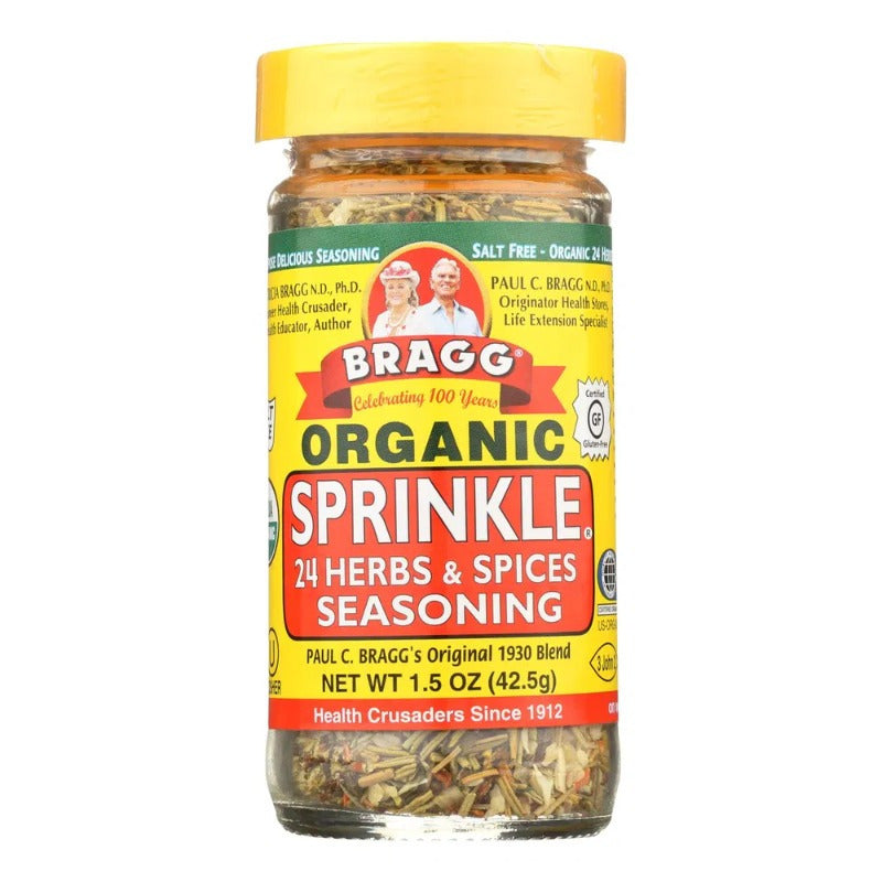 Bragg Organic Seasoning Sprinkle - 1.5oz, Natural Herbs & Spices Blend, Metal Jar, Food-Safe, Perfect for Kitchen & Dining Chef's Market
