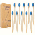 10 Pcs Blue Bamboo Toothbrushes, Soft Bristles, Manual Toothbrush Set With Wooden Handles, Dental Care Kit For Children Chef's Market