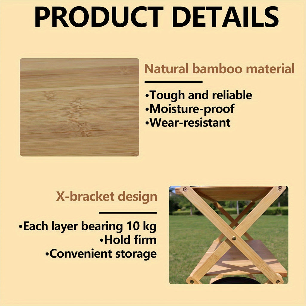 Versatile Bamboo Folding Coffee Table - Dual-Use for Storage & Leisure, Perfect for Camping, Picnics, and Home Use Chef's Market