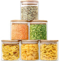 Glass Jars with Airtight Lids, Airtight Glass Canisters with Locking Lids, (Bamboo-20Oz)