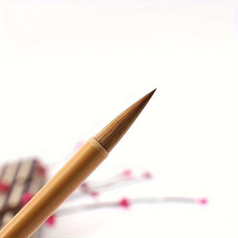 3 Pcs Bamboo Calligraphy Brushes - Suitable for European, Yan, Liu, Zhao Bodies and Landscape Painting - Wooden, Water Washable, Twist Closure, Round Body, Fine Point Chef's Market