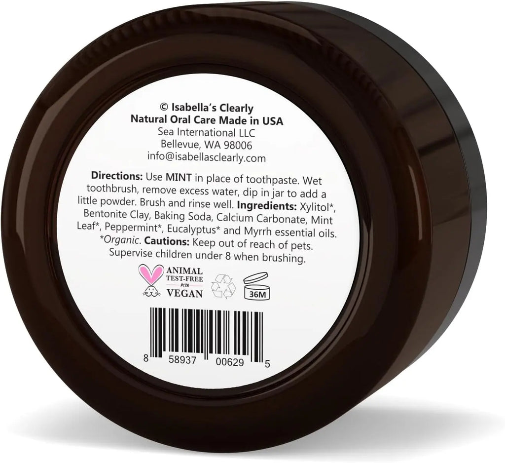 Isabella’S Clearly Mint Remineralizing Tooth Powder | Teeth Whitening Natural Fluoride Free Toothpaste for Adults, Kids, Sensitive Teeth and Gums | Xylitol, Baking Soda, Clay, Calcium (Mint Flavor)